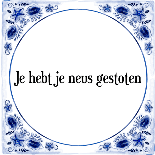 Je hebt je neus gestoten - Tegeltje met Spreuk