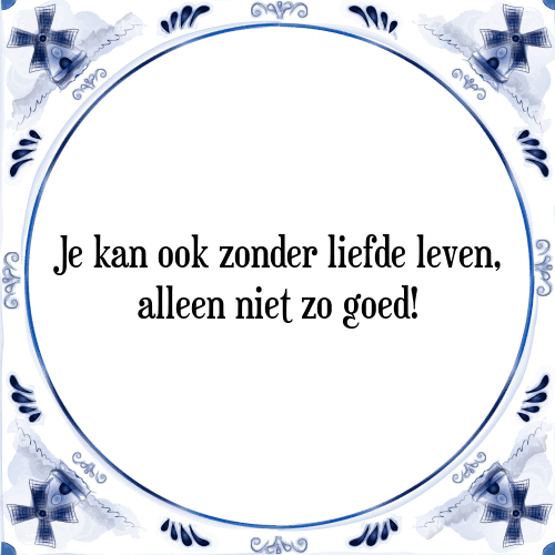 Je kan ook zonder liefde leven, alleen niet zo goed! - Tegeltje met Spreuk