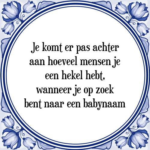 Je komt er pas achter aan hoeveel mensen je een hekel hebt, wanneer je op zoek bent naar een babynaam - Tegeltje met Spreuk