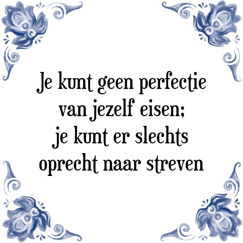 Je kunt geen perfectie van jezelf eisen; je kunt er slechts oprecht naar streven - Tegeltje met Spreuk