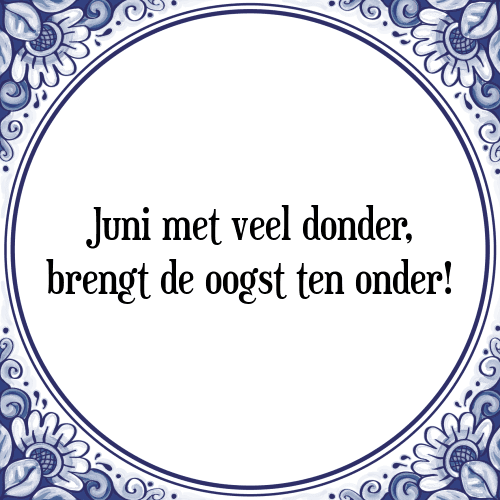 Juni met veel donder, brengt de oogst ten onder! - Tegeltje met Spreuk