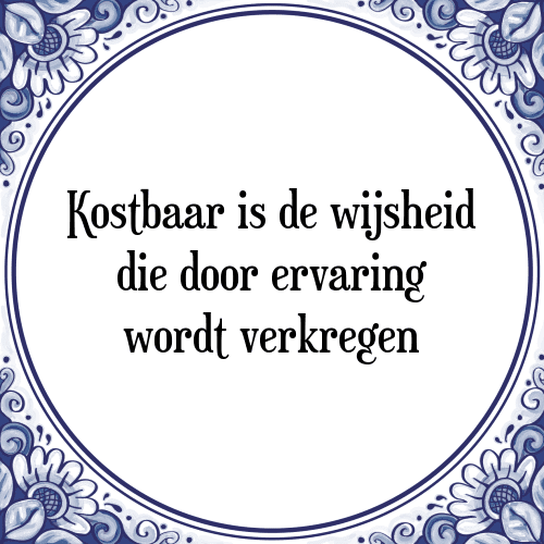 Kostbaar is de wijsheid die door ervaring wordt verkregen - Tegeltje met Spreuk