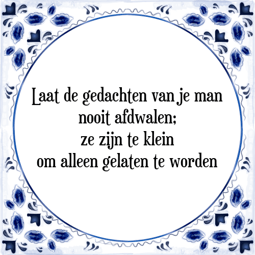 Laat de gedachten van je man nooit afdwalen; ze zijn te klein om alleen gelaten te worden - Tegeltje met Spreuk