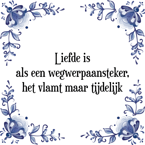 Liefde is als een wegwerpaansteker, het vlamt maar tijdelijk - Tegeltje met Spreuk