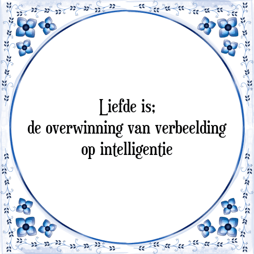 Liefde is; de overwinning van verbeelding op intelligentie - Tegeltje met Spreuk