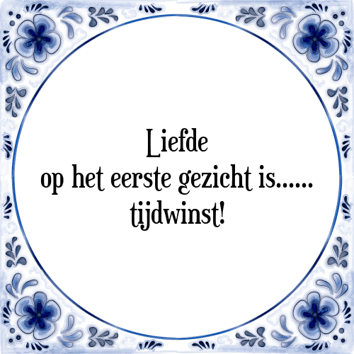 Liefde op het eerste gezicht is...... tijdwinst! - Tegeltje met Spreuk