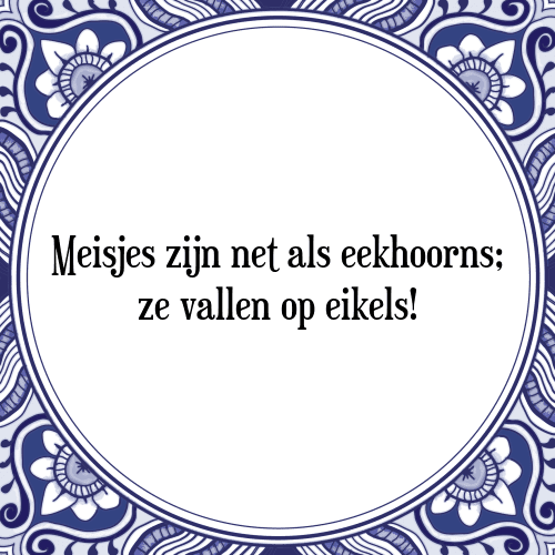 Meisjes zijn net als eekhoorns; ze vallen op eikels! - Tegeltje met Spreuk