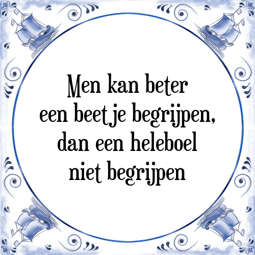 Men kan beter een beetje begrijpen, dan een heleboel niet begrijpen - Tegeltje met Spreuk