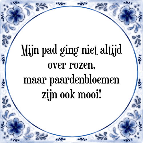 Mijn pad ging niet altijd over rozen, maar paardenbloemen zijn ook mooi! - Tegeltje met Spreuk