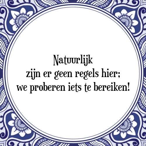 Natuurlijk zijn er geen regels hier; we proberen iets te bereiken! - Tegeltje met Spreuk