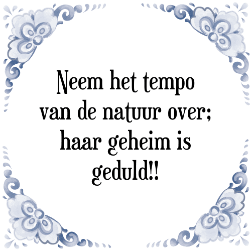 Neem het tempo van de natuur over; haar geheim is geduld!! - Tegeltje met Spreuk