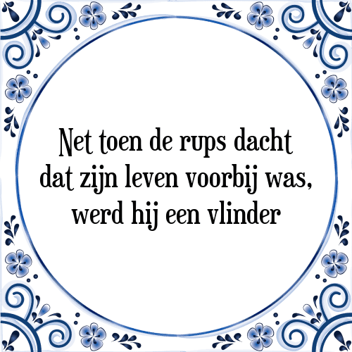 Net toen de rups dacht dat zijn leven voorbij was, werd hij een vlinder - Tegeltje met Spreuk