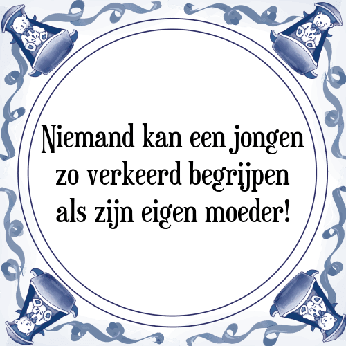 Niemand kan een jongen zo verkeerd begrijpen als zijn eigen moeder! - Tegeltje met Spreuk