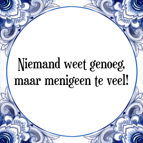 Niemand weet genoeg, maar menigeen te veel! - Tegeltje met Spreuk