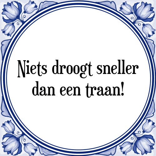 Niets droogt sneller dan een traan! - Tegeltje met Spreuk