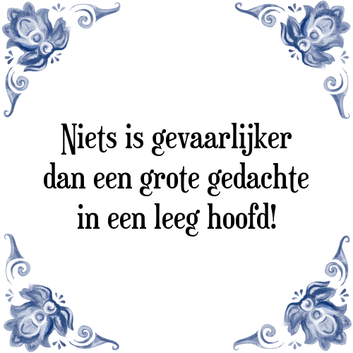 Niets is gevaarlijker dan een grote gedachte in een leeg hoofd! - Tegeltje met Spreuk