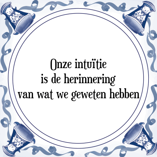 Onze intuïtie is de herinnering van wat we geweten hebben - Tegeltje met Spreuk