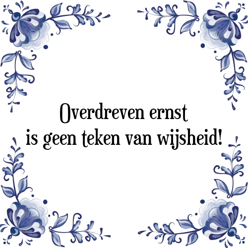 Overdreven ernst is geen teken van wijsheid! - Tegeltje met Spreuk