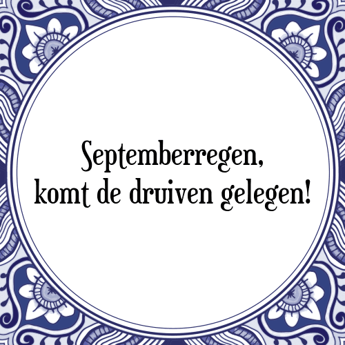 Septemberregen, komt de druiven gelegen! - Tegeltje met Spreuk