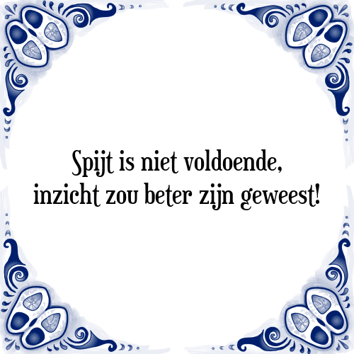 Spijt is niet voldoende, inzicht zou beter zijn geweest! - Tegeltje met Spreuk