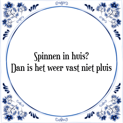 Spinnen in huis? Dan is het weer vast niet pluis - Tegeltje met Spreuk