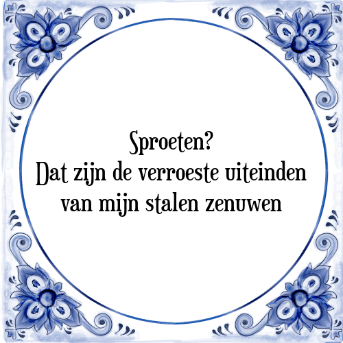 Sproeten? Dat zijn de verroeste uiteinden van mijn stalen zenuwen - Tegeltje met Spreuk