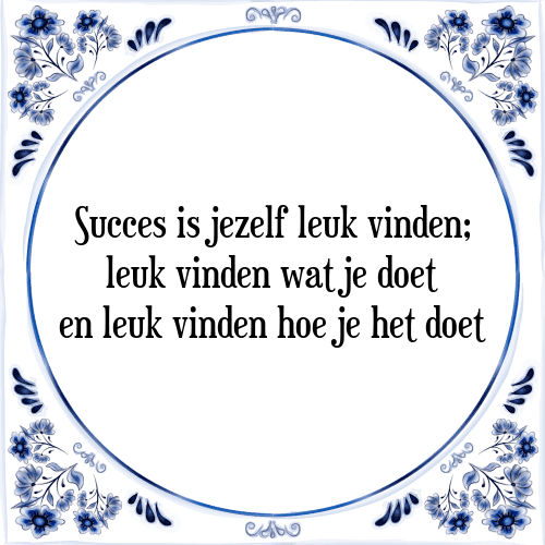 Succes is jezelf leuk vinden; leuk vinden wat je doet en leuk vinden hoe je het doet - Tegeltje met Spreuk