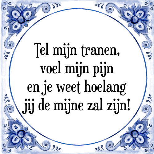 Tel mijn tranen, voel mijn pijn en je weet hoelang jij de mijne zal zijn! - Tegeltje met Spreuk