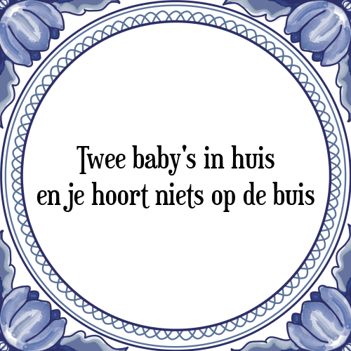 Twee baby's in huis en je hoort niets op de buis - Tegeltje met Spreuk