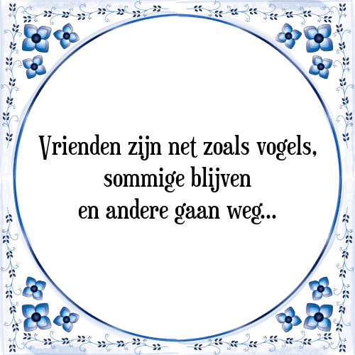 Vrienden zijn net zoals vogels, sommige blijven en andere gaan weg... - Tegeltje met Spreuk