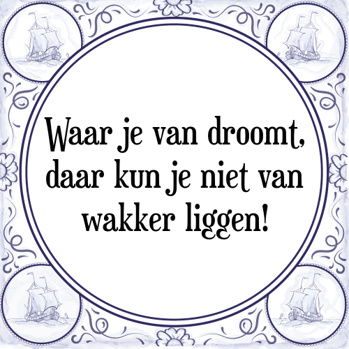 Waar je van droomt, daar kun je niet van wakker liggen! - Tegeltje met Spreuk