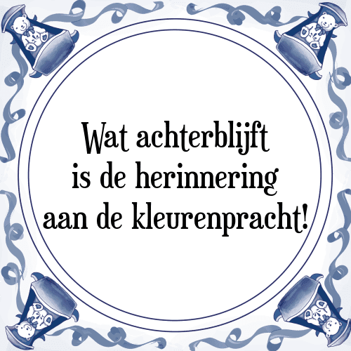 Wat achterblijft is de herinnering aan de kleurenpracht! - Tegeltje met Spreuk