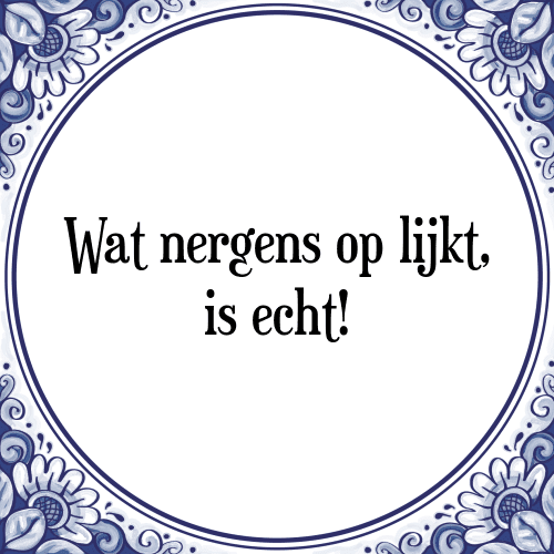 Wat nergens op lijkt, is echt! - Tegeltje met Spreuk