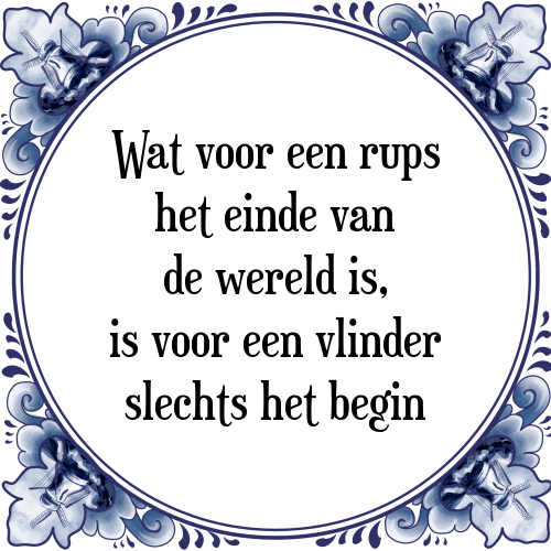 Wat voor een rups het einde van de wereld is, is voor een vlinder slechts het begin - Tegeltje met Spreuk