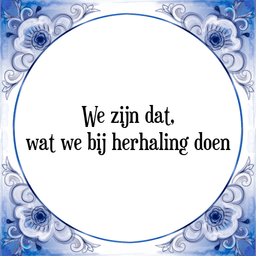 We zijn dat, wat we bij herhaling doen - Tegeltje met Spreuk