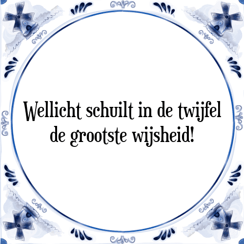 Wellicht schuilt in de twijfel de grootste wijsheid! - Tegeltje met Spreuk