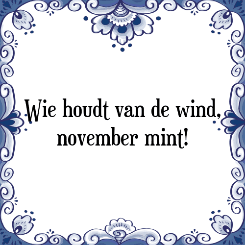 Wie houdt van de wind, november mint! - Tegeltje met Spreuk