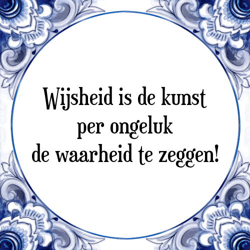 Wijsheid is de kunst per ongeluk de waarheid te zeggen! - Tegeltje met Spreuk